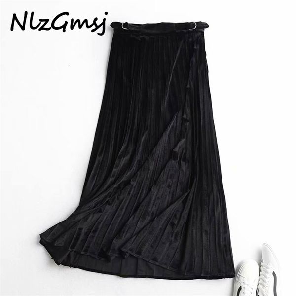 nlzgmsj skirt women fashion elegant black velvet pleated office wear high waist faldas mujer moda long skirts 210628
nlzgmsj skirt women fashion elegant black velvet pleated office wear high waist faldas mujer moda long skirts 210628