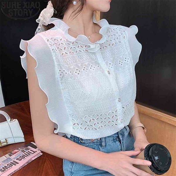 summer sleeveless white lace shirts korean elegant ruffled collar causal hollow plus size clothing women blouses 13918 210506
summer sleeveless white lace shirts korean elegant ruffled collar causal hollow plus size clothing women blouses 13918 210506