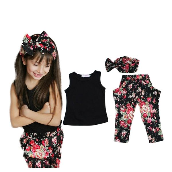 summer style girls fashion floral casual suit children clothing set sleeveless outfit +headband summer kids clothes 210615, White
summer style girls fashion floral casual suit children clothing set sleeveless outfit +headband summer kids clothes 210615, White