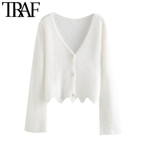 women fashion button-up loose cropped irregular cardigan sweater vintage long sleeve female outerwear chic 210507, White
women fashion button-up loose cropped irregular cardigan sweater vintage long sleeve female outerwear chic 210507, White