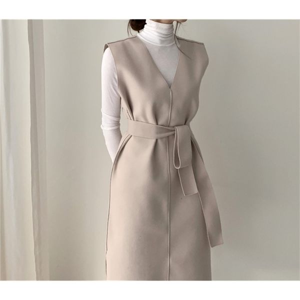 colorfaith new 2021 winter spring women dresses sashes solid split straight knitting warm sweater elegant office ladies dr7199, Black;gray 
colorfaith new 2021 winter spring women dresses sashes solid split straight knitting warm sweater elegant office ladies dr7199, Black;gray