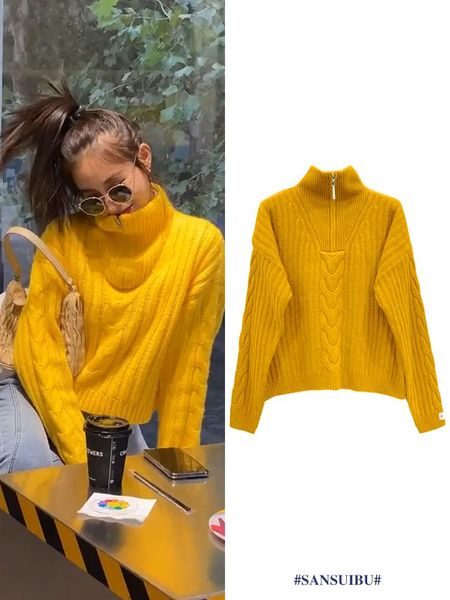 women's sweaters vintage zipper turtleneck pullover sweater autumn and winter loose high waist short knitwear long-sleeve, White;black
women's sweaters vintage zipper turtleneck pullover sweater autumn and winter loose high waist short knitwear long-sleeve, White;black