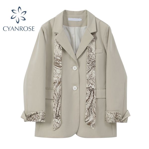 spliced ribbon blazer coat notched collar korean loose cardigan khaki jacket female pocket retro chic office lady ol relax outer 210417, Black;brown
spliced ribbon blazer coat notched collar korean loose cardigan khaki jacket female pocket retro chic office lady ol relax outer 210417, Black;brown