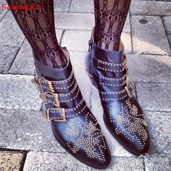 boots design susanna ankle rivets embroidered genuine leather low heels shoes women velvet zapatos mujer, Black
boots design susanna ankle rivets embroidered genuine leather low heels shoes women velvet zapatos mujer, Black