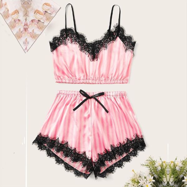 night wear pijamas set womens sleepwears lingerie v neck silk lace satin striped camisole pajamas sleepwear pyjama pour femme, Black;red
night wear pijamas set womens sleepwears lingerie v neck silk lace satin striped camisole pajamas sleepwear pyjama pour femme, Black;red