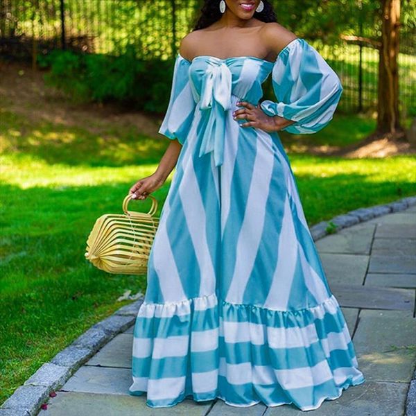 striped lantern sleeve strapless women dresses floor length maxi fit flare party, Black;gray
striped lantern sleeve strapless women dresses floor length maxi fit flare party, Black;gray