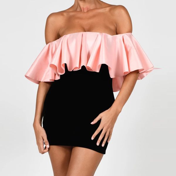 romper adyce summer women elegant slash neck party dress off shoulder ruffles velvet celebrity evening lady dresses, Black;white
romper adyce summer women elegant slash neck party dress off shoulder ruffles velvet celebrity evening lady dresses, Black;white
