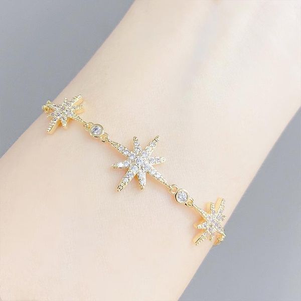 link, chain women bracelet six-pointed star zircon snowflake adjustable drawing, Black
link, chain women bracelet six-pointed star zircon snowflake adjustable drawing, Black