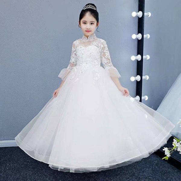 white floor-length flower girl dresses vestidos lace baby infant dress kids formal wear, White;blue
white floor-length flower girl dresses vestidos lace baby infant dress kids formal wear, White;blue