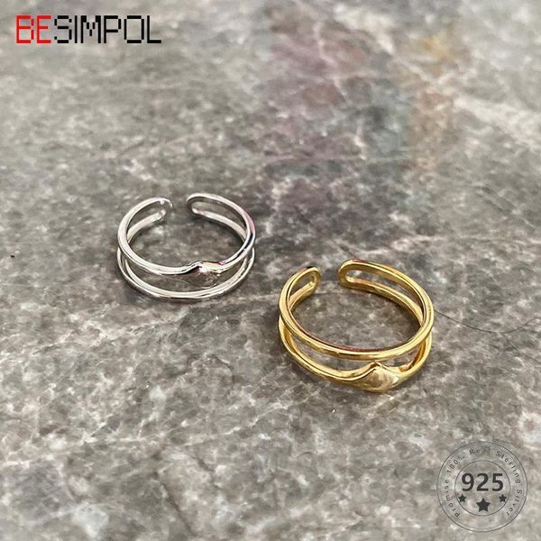 cluster rings besimpol real 925 sterling silver ring french style irregular double layers line adjustable for women fashion fine jewelry, Golden;silver
cluster rings besimpol real 925 sterling silver ring french style irregular double layers line adjustable for women fashion fine jewelry, Golden;silver