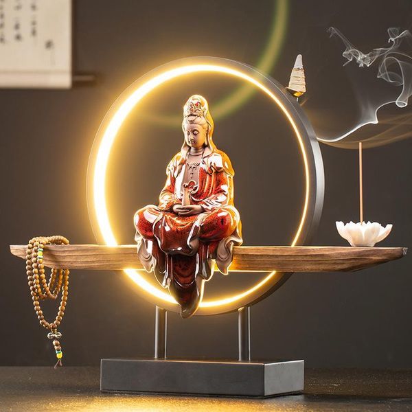 guanyin bodhisattva statue backflow incense burner holder with 20 pc cones chinese style ceramic zen led lighting decoration fragrance lamps
guanyin bodhisattva statue backflow incense burner holder with 20 pc cones chinese style ceramic zen led lighting decoration fragrance lamps