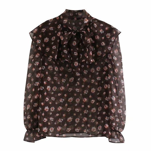 women's blouses & shirts 2021 autumn women shirt brown floral print bow o-neck long sleeve fashion casual, White
women's blouses & shirts 2021 autumn women shirt brown floral print bow o-neck long sleeve fashion casual, White