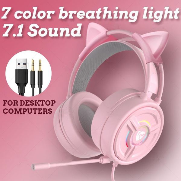 headphones & earphones wired gaming headset with mic noise reduction hifi 7.1 channel cute pink earphone 7color light 4d surround sound head
headphones & earphones wired gaming headset with mic noise reduction hifi 7.1 channel cute pink earphone 7color light 4d surround sound head