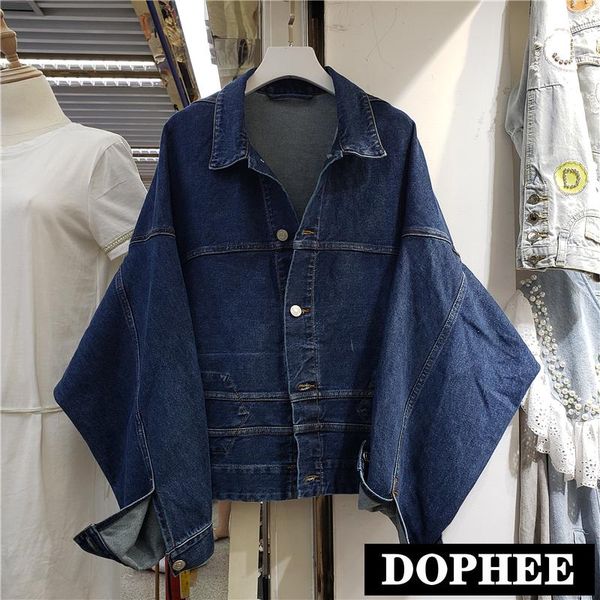 blue jeans jackets women 2021 autumn design retro bat sleeve loose coat female denim women's, Black;brown
blue jeans jackets women 2021 autumn design retro bat sleeve loose coat female denim women's, Black;brown