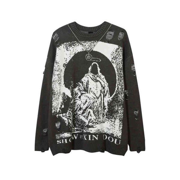 winter fashion frayed sweaters oversized goth long sve knitted pullovers y2k sweater streetwear harajuku men clothing, Black
winter fashion frayed sweaters oversized goth long sve knitted pullovers y2k sweater streetwear harajuku men clothing, Black