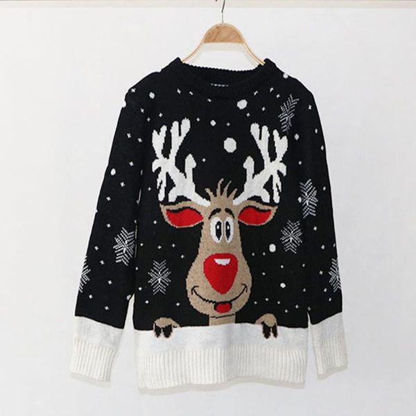 women's sweaters christmas sweater loose large size long sleeve fawn pullover knitted base coat fashion winter warm for women, White;black
women's sweaters christmas sweater loose large size long sleeve fawn pullover knitted base coat fashion winter warm for women, White;black
