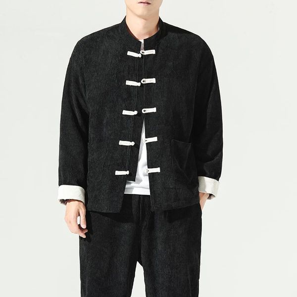 retro disc button jacket men's hanfu chinese style large size tang suit autumn corduroy jackets, Black;brown
retro disc button jacket men's hanfu chinese style large size tang suit autumn corduroy jackets, Black;brown
