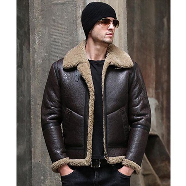 men's leather & faux thicken fur sheepskin coat men winter real clothing genuine outwear jungle brown natural overcoat, Black
men's leather & faux thicken fur sheepskin coat men winter real clothing genuine outwear jungle brown natural overcoat, Black