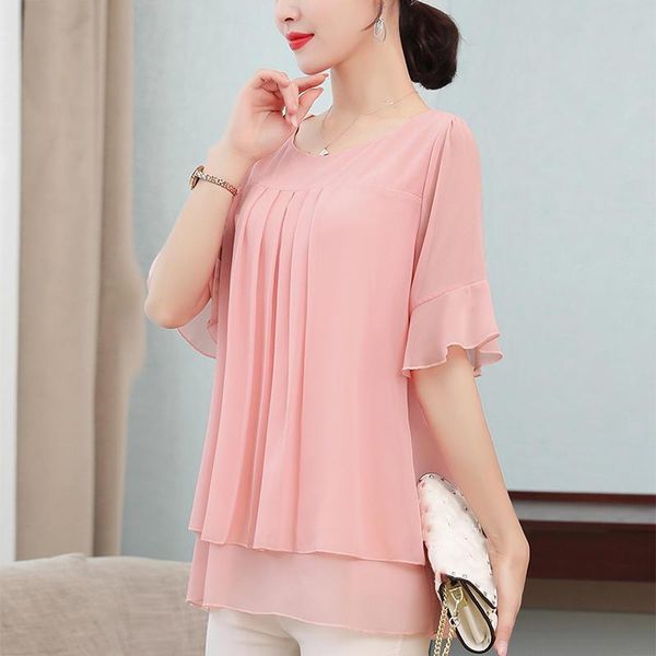 women's blouses & shirts large size pink chiffon women loose summer short sleeve mom blusas mujer casual black shirt ladies 5xl q4251, White
women's blouses & shirts large size pink chiffon women loose summer short sleeve mom blusas mujer casual black shirt ladies 5xl q4251, White