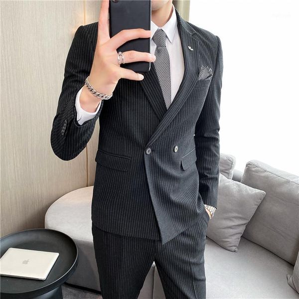 jacket + pnats ) brand boutique fashion double breasted striped casual business men's slim suit 2pce set groom wedding dress suits & bl, White;black
jacket + pnats ) brand boutique fashion double breasted striped casual business men's slim suit 2pce set groom wedding dress suits & bl, White;black
