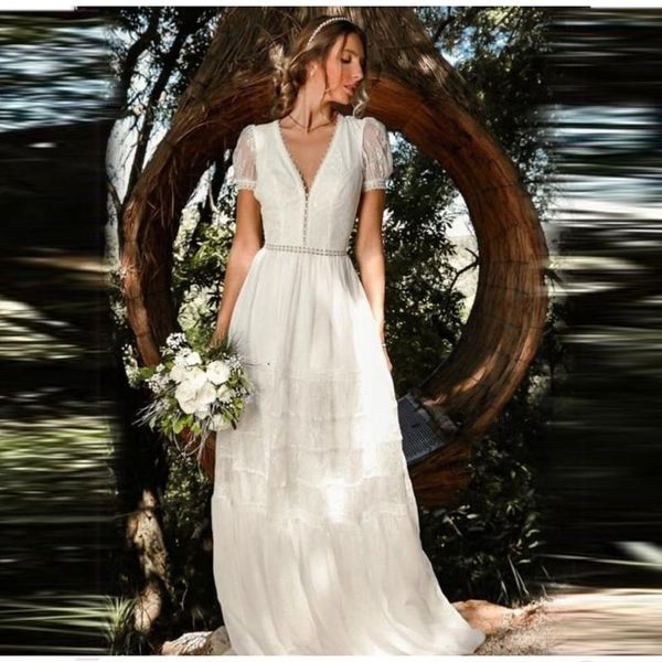 other wedding dresses elegant lace dress v neck short sleeve back with button beach vintage robe de mariee custom made for women plus size, White
other wedding dresses elegant lace dress v neck short sleeve back with button beach vintage robe de mariee custom made for women plus size, White