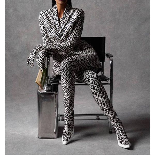 3.25 high end women's fashion moon print single breasted slim blazer or waist straight pants set two piece, White
3.25 high end women's fashion moon print single breasted slim blazer or waist straight pants set two piece, White