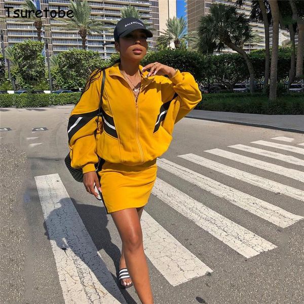 two piece dress tsuretobe casual tracksuit patchwork set women long sleeve coat with zipper and skirt suits turn-down collar outfits, White
two piece dress tsuretobe casual tracksuit patchwork set women long sleeve coat with zipper and skirt suits turn-down collar outfits, White