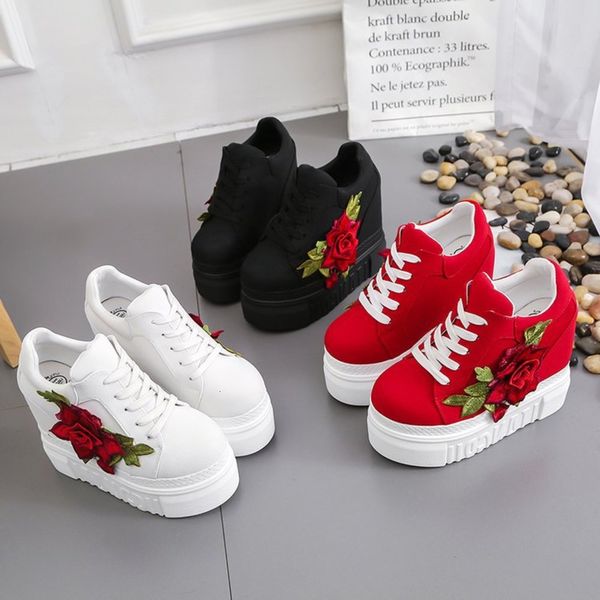 autumn thick bottom inner heightening women's ultra-high heel round head embroidered canvas fashion sho shallow mouth lace up, Black
autumn thick bottom inner heightening women's ultra-high heel round head embroidered canvas fashion sho shallow mouth lace up, Black