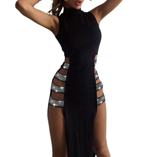 casual dresses women studded dress adults sleeveless mock neck high slit cutout, Black;gray
casual dresses women studded dress adults sleeveless mock neck high slit cutout, Black;gray