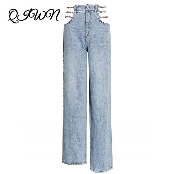 women's jeans designer chain exposed waist women 2021 fashion high wide leg trousers plus size pants tide brand clothes, Blue
women's jeans designer chain exposed waist women 2021 fashion high wide leg trousers plus size pants tide brand clothes, Blue