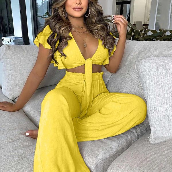 2 piece set ruffle womenpant crop high waist wide leg pants deep v neck solid tracksuit summer printed, White
2 piece set ruffle womenpant crop high waist wide leg pants deep v neck solid tracksuit summer printed, White