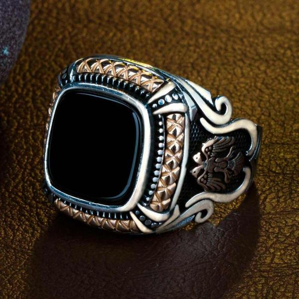 cluster rings vintage square silver ring black onyx gemstone men two hawk style animal ornate jewelry perfect gift, Golden;silver
cluster rings vintage square silver ring black onyx gemstone men two hawk style animal ornate jewelry perfect gift, Golden;silver