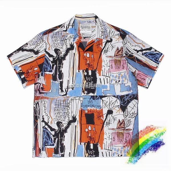 men's casual shirts wacko maria shirt men women 1:1 graffiti hawaii fashion beach style tees, White;black
men's casual shirts wacko maria shirt men women 1:1 graffiti hawaii fashion beach style tees, White;black