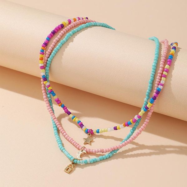 pendant necklaces multilayer short colorful rice beads clavicle chain bohemian candy color star moon for women jewelry collars, Silver
pendant necklaces multilayer short colorful rice beads clavicle chain bohemian candy color star moon for women jewelry collars, Silver