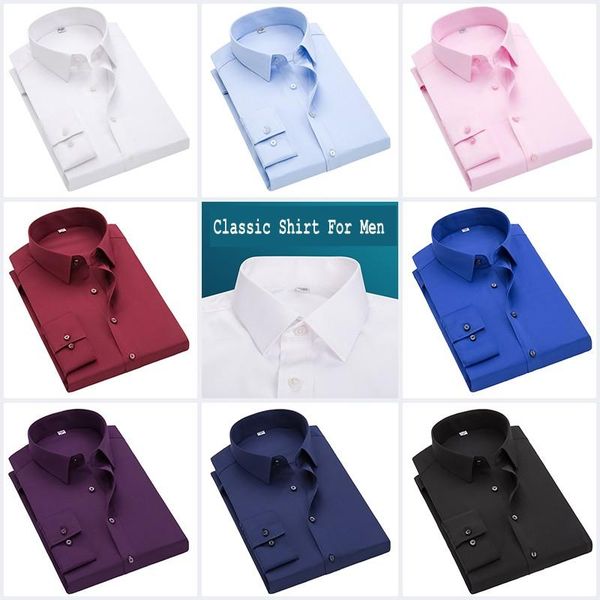 men's dress shirts formal solid long sleeve slim fit blouse chemise homme business social shirt male stretch camisa masculina, White;black
men's dress shirts formal solid long sleeve slim fit blouse chemise homme business social shirt male stretch camisa masculina, White;black