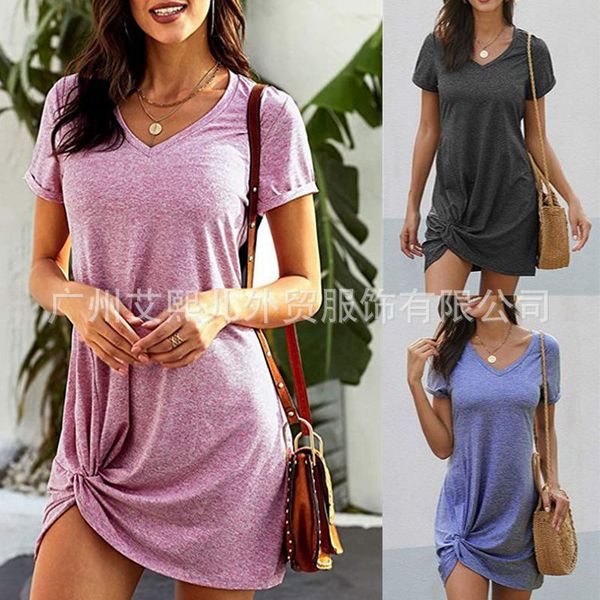 boutique dress 2021 popular irregular hem twisted short sleeve for women, Black;gray
boutique dress 2021 popular irregular hem twisted short sleeve for women, Black;gray