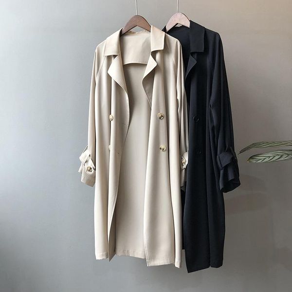 women's trench coats women casual double breasted simple classic long coat female chic windbreaker fashion 2021 fall /autumn overcoats, Tan;black
women's trench coats women casual double breasted simple classic long coat female chic windbreaker fashion 2021 fall /autumn overcoats, Tan;black