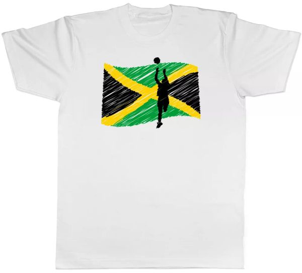 Jamaica Netball Mens T-Shirt, White;black