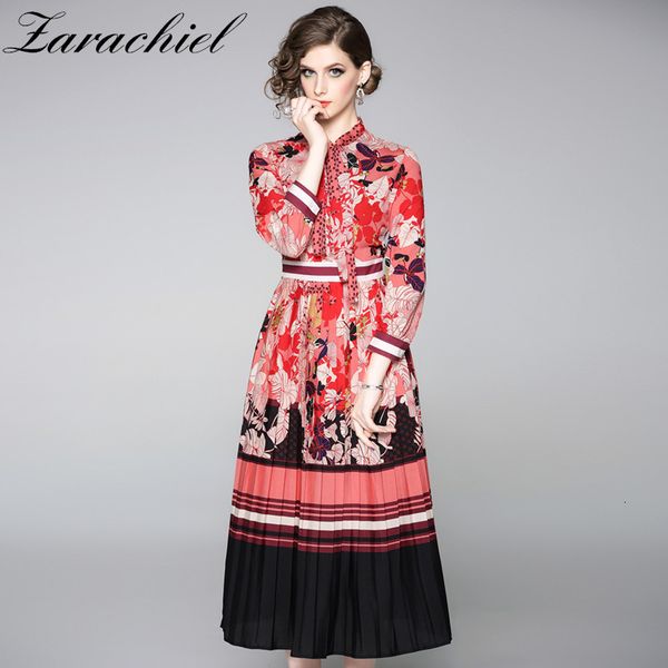 dresses fashion designer bow tie collar vintage flower print shirt autumn women wrist sleeve high waist long pleated, Black;gray
dresses fashion designer bow tie collar vintage flower print shirt autumn women wrist sleeve high waist long pleated, Black;gray