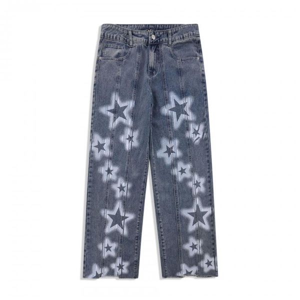 men's jeans personality washed blue star print retro men and women trend american style street loose straight trouser
men's jeans personality washed blue star print retro men and women trend american style street loose straight trouser
