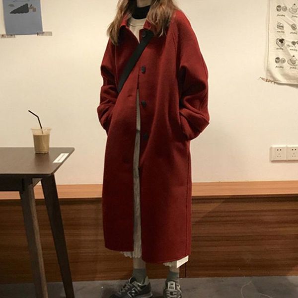 women's wool & blends korea women long coat loose jacket winter windbreaker hepburn woole overcoat middle thick cardigan outerwear, Black
women's wool & blends korea women long coat loose jacket winter windbreaker hepburn woole overcoat middle thick cardigan outerwear, Black