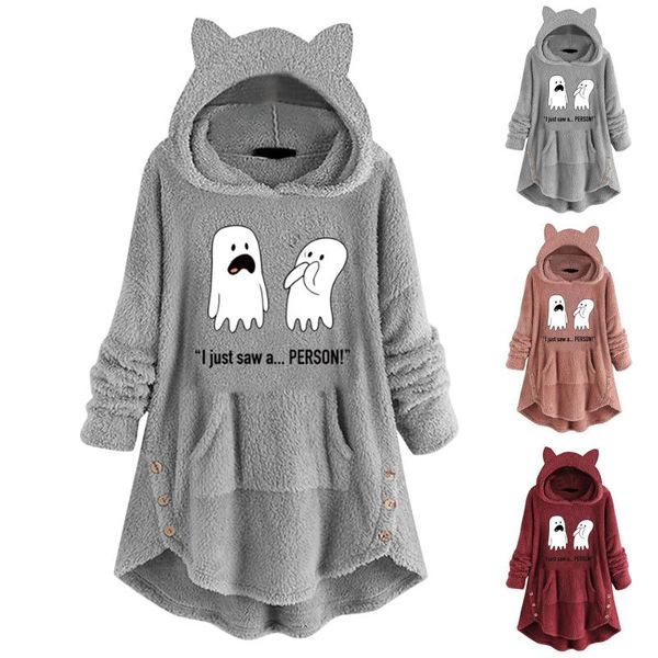 women's hoodies & sweatshirts oversize hoodie womens fleece teddy ghost print warm hooded pullover jumper women, Black
women's hoodies & sweatshirts oversize hoodie womens fleece teddy ghost print warm hooded pullover jumper women, Black