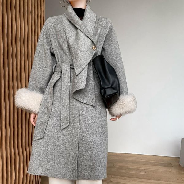 women's wool & blends korean stye plush oversize real woolen overcoat female camel coat wholesale, Black
women's wool & blends korean stye plush oversize real woolen overcoat female camel coat wholesale, Black