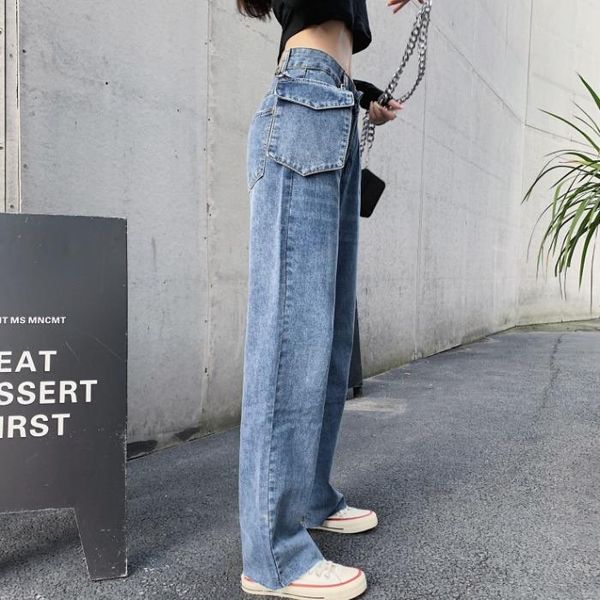 women's jeans high waist ripped for women hipster streetwear big pockets fashion brand straight pants loose clothing autumn, Blue
women's jeans high waist ripped for women hipster streetwear big pockets fashion brand straight pants loose clothing autumn, Blue