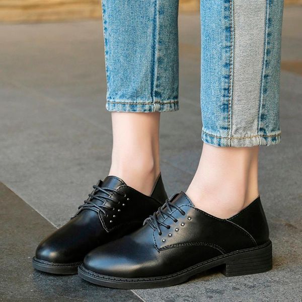 dress shoes women square heels 2021 single lace-up leather solid color work woman tenis feminino#g3, Black
dress shoes women square heels 2021 single lace-up leather solid color work woman tenis feminino#g3, Black