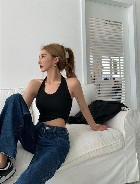 women's tanks & camis small sling halter neck vest single size solid color outer wear sweet and cool 2021 summer suit inside clcey 33, White 
women's tanks & camis small sling halter neck vest single size solid color outer wear sweet and cool 2021 summer suit inside clcey 33, White