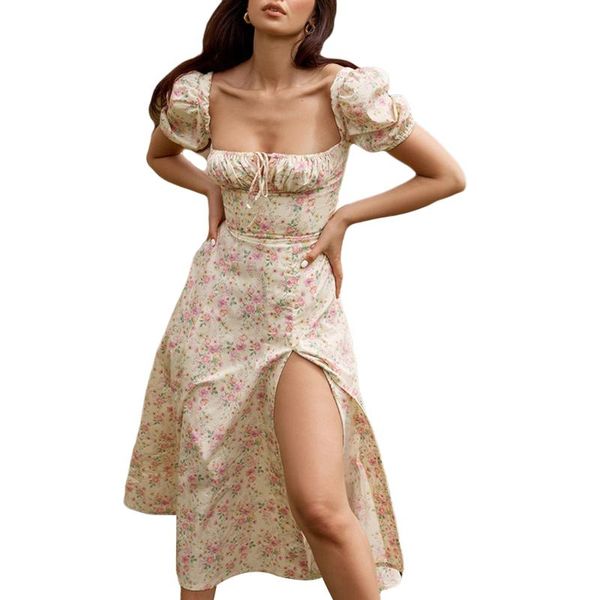casual dresses woman's floral sweet one-piece dress chest wrap lace-up princess puff sleeve high waist split long skirt daily life, Black;gray
casual dresses woman's floral sweet one-piece dress chest wrap lace-up princess puff sleeve high waist split long skirt daily life, Black;gray
