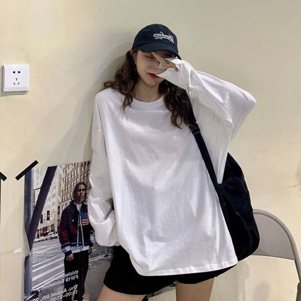 women's sweaters hoodies long sleeve t-shirt spring and autumn 2021 loose korean versatile bottom shirt medium length cotton 1o0s, White;black
women's sweaters hoodies long sleeve t-shirt spring and autumn 2021 loose korean versatile bottom shirt medium length cotton 1o0s, White;black