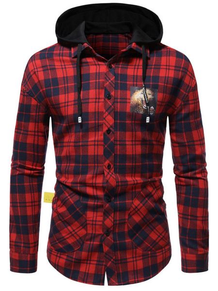 men's casual shirts long sleeve shirt hooded design plaid flannel, White;black
men's casual shirts long sleeve shirt hooded design plaid flannel, White;black