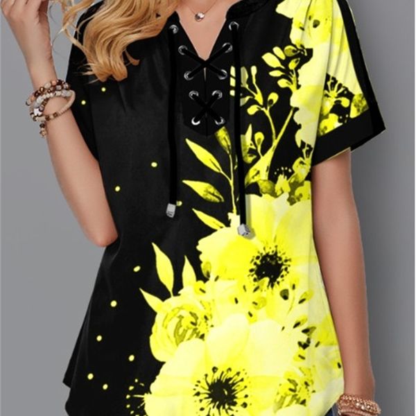 women short sleeve summer t shirts fashion flowers print bandage v-neck ees loose casual lady shirt 5xl plus size 210708, White
women short sleeve summer t shirts fashion flowers print bandage v-neck ees loose casual lady shirt 5xl plus size 210708, White